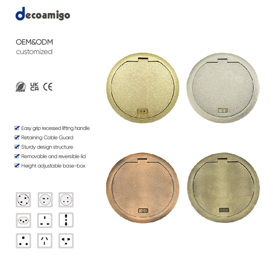 Caixa de Piso Decoamigo Soquete de Mesa à Prova d'Água Tomada Elétrica