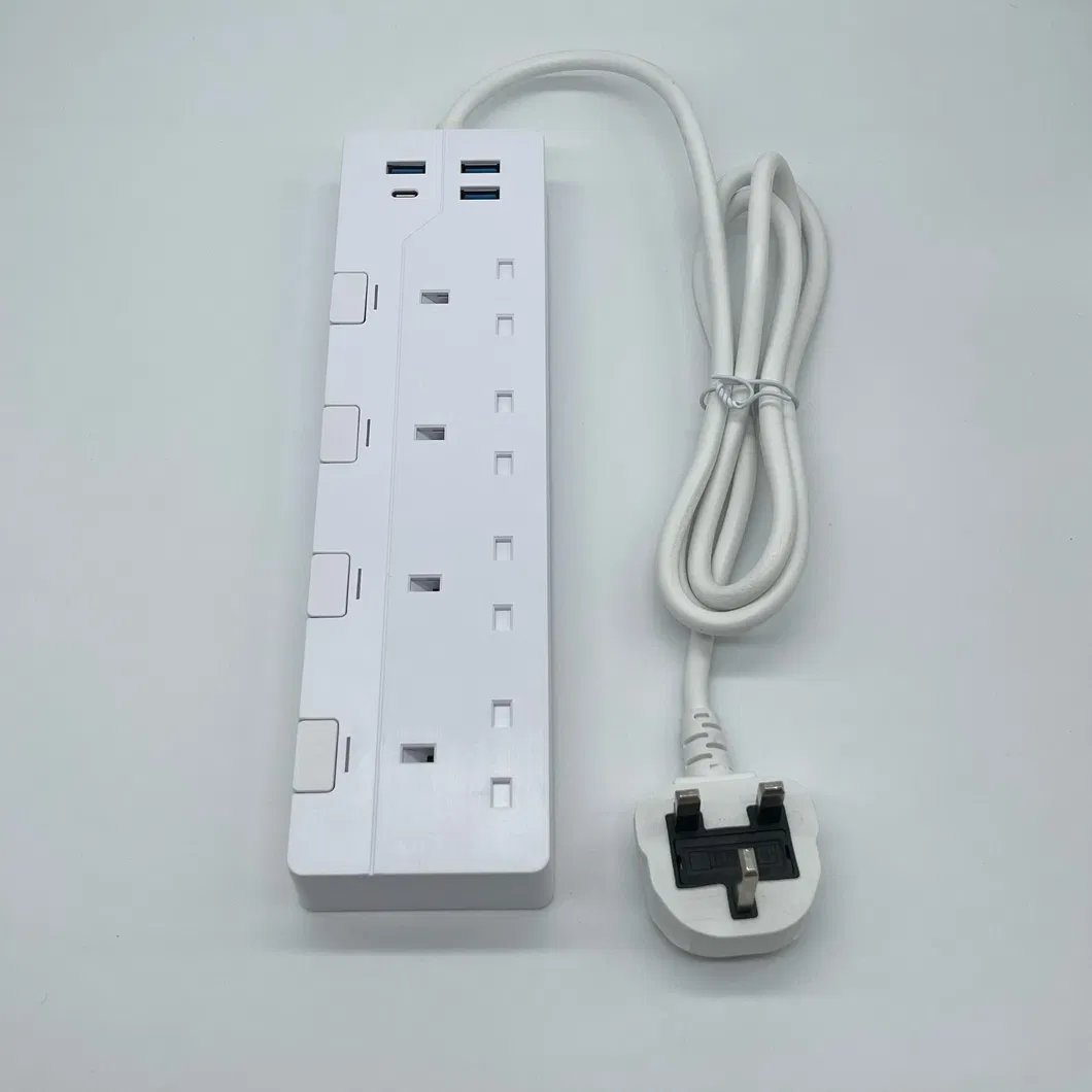 4 Protetor de Surto de Tomada BS, Extensão de Linha Única e Soquete USB