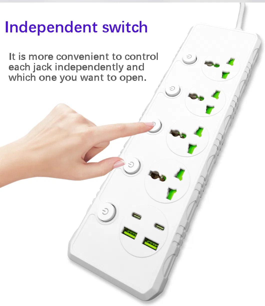 3000W Fitas de Energia Multi Plug de Alta Potência com 2 M Fio