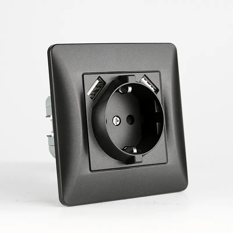 Tomada de parede com carregador USB com duas portas, tomada de carregamento tipo A, tomada de energia europeia