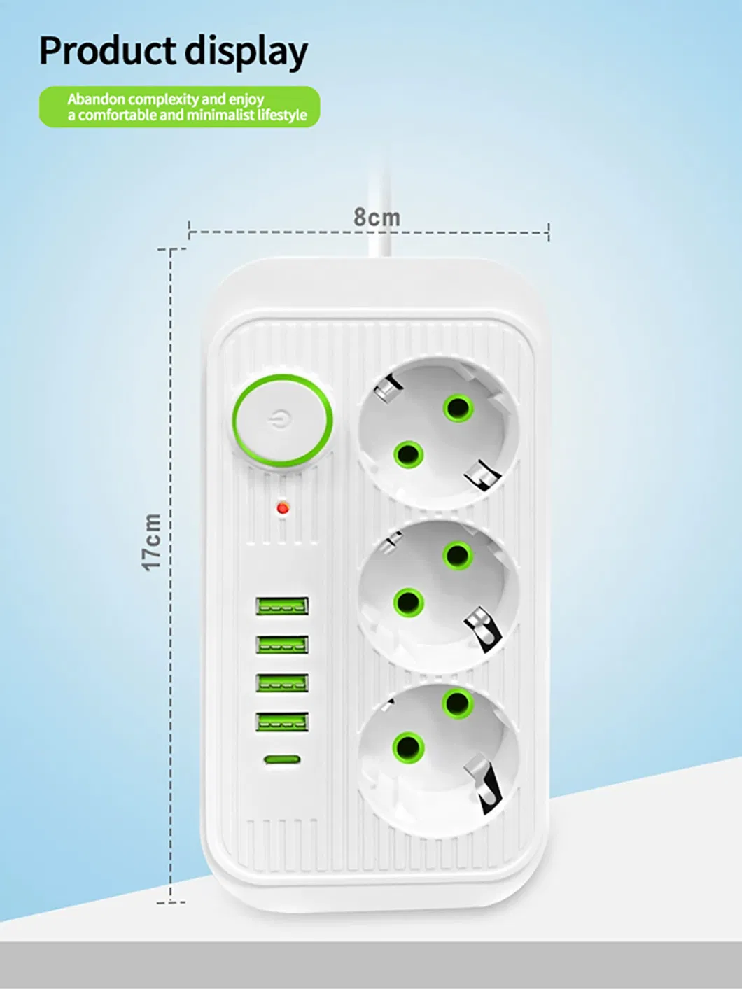 Tomada Inteligente de Alta Potência 2500W 230V Extensão da Europa Fita de Energia