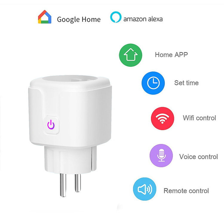 16A EU Google Home Tuya Tomada Inteligente de Parede Controle Remoto Mini WiFi Plugue Inteligente