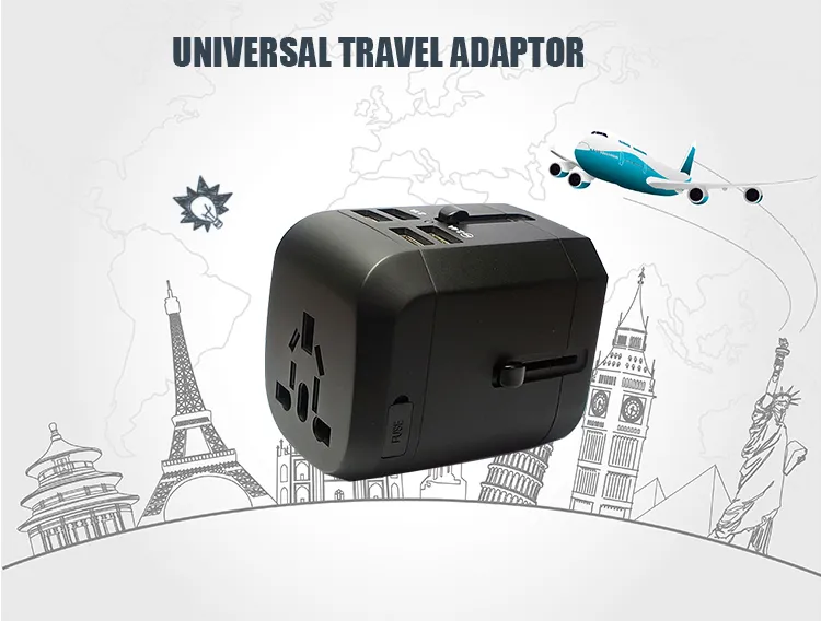Adaptador de Viagem Universal Multi UK com 4*USB Portas de Carregamento