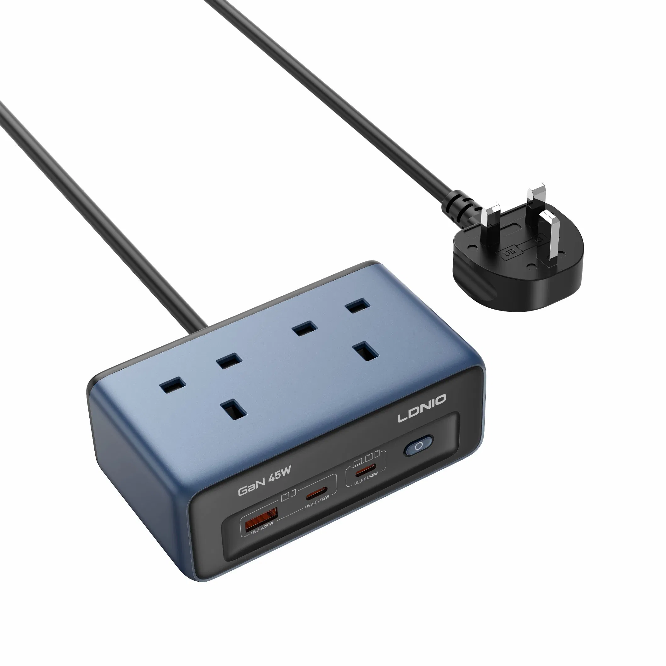 Ldnio Sk1 5-in-1 2500 Filtro de Linha de Alta Potência GaN com Portas USB Inteligentes