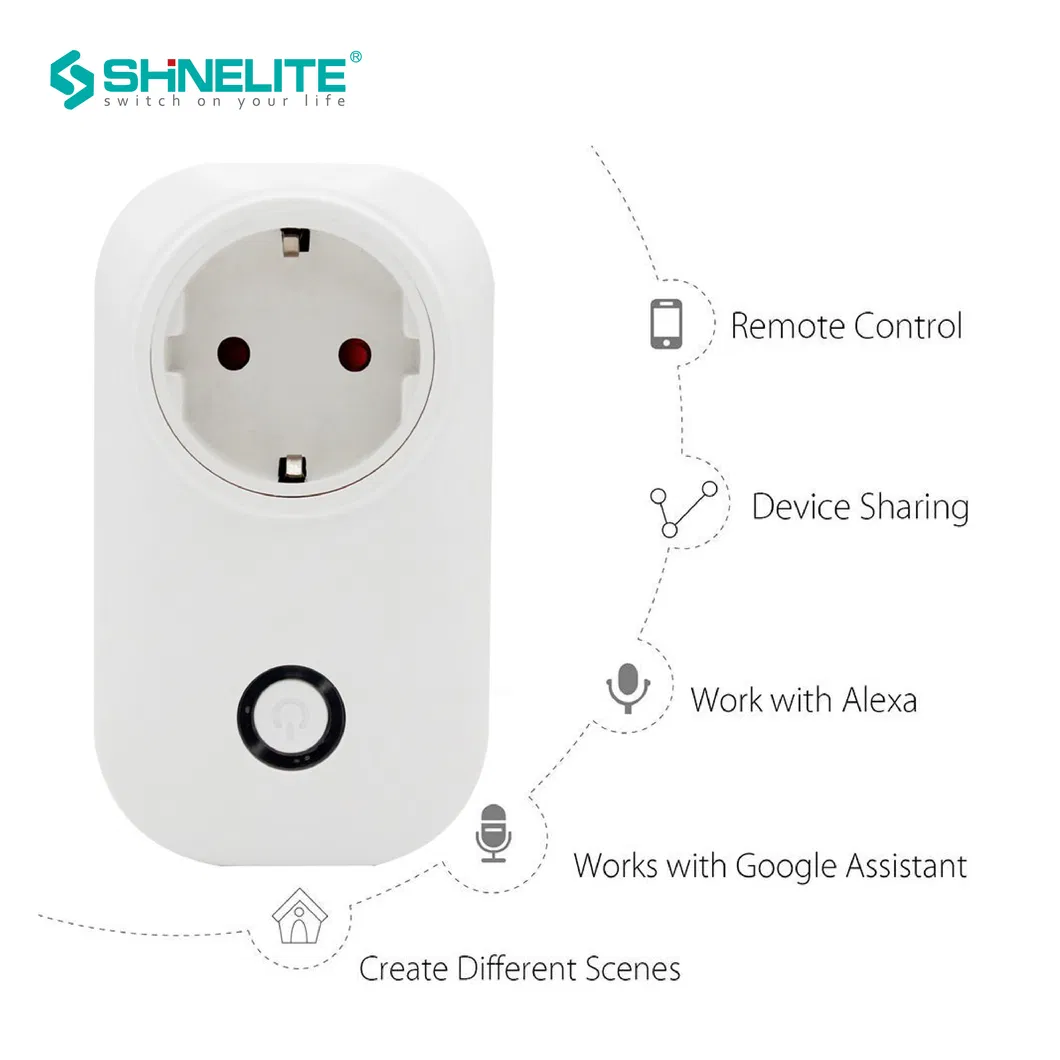 Plugue Inteligente WiFi Tipo EU de Parede AC 110-240V