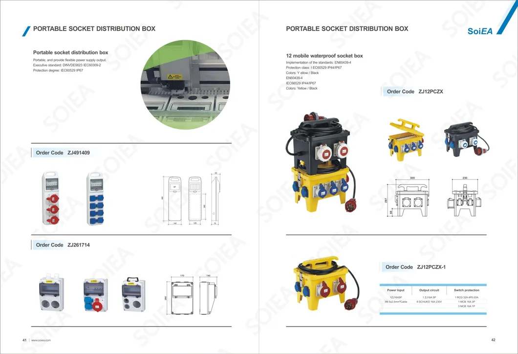 IP44 Caixa de Junção Elétrica de Superfície à Prova d'Água Multi Funcional Montada na Parede Distribuição Combinada