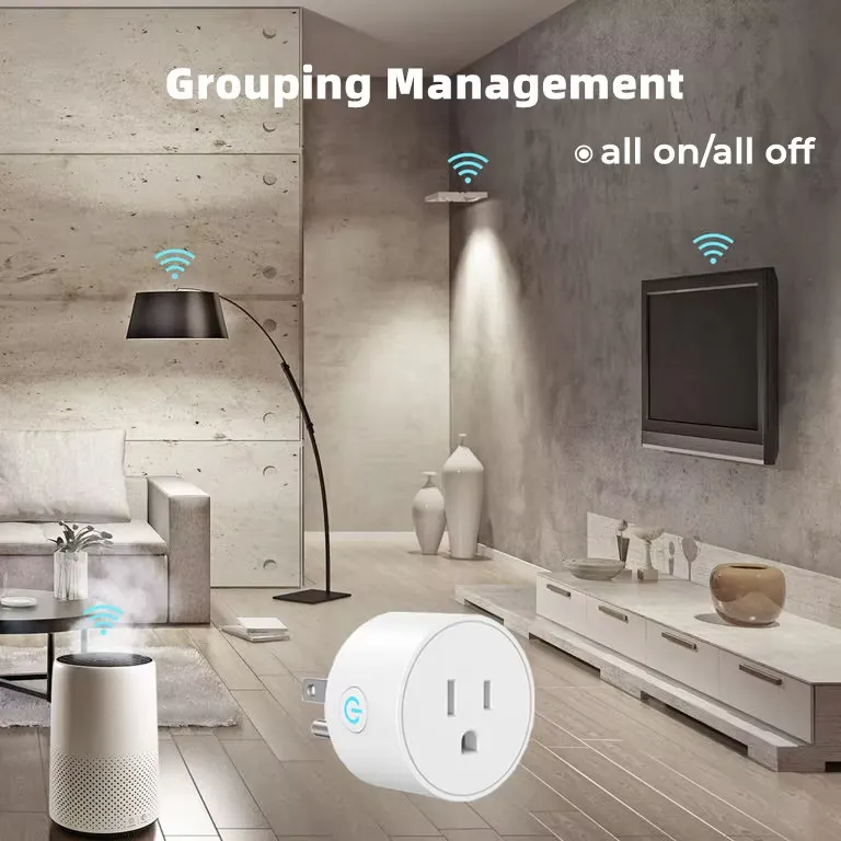 Plugue Inteligente WiFi Tuya Us Automação Soquete 15A - Controle de Voz Alexa, Ifttt Alexa, Controle em Grupo e Design Mini