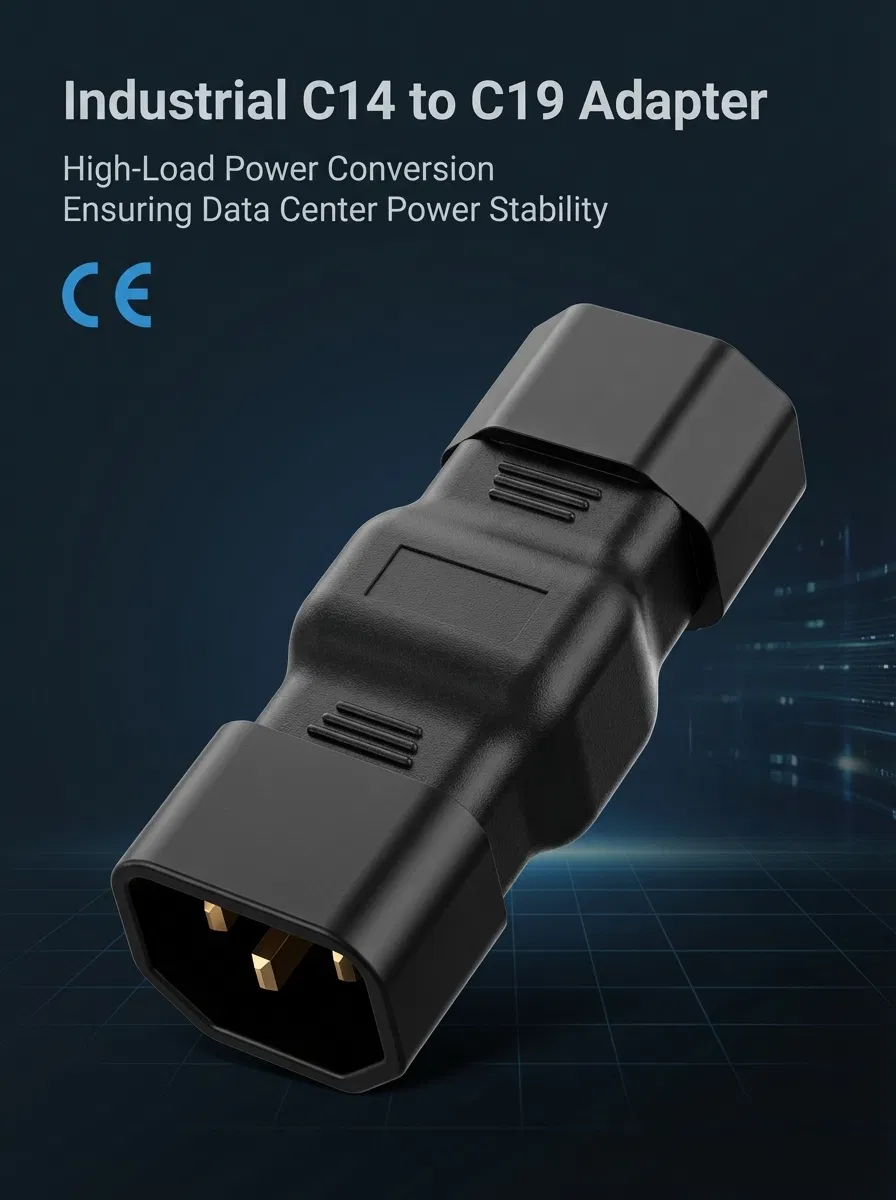 Adaptador AC IEC 320 C14 para C19, Conversor AC IEC 15A para 10A, 16A para 10A, Conector de Energia C19 16A para C14 10A para Pud UPS, Cor Preta