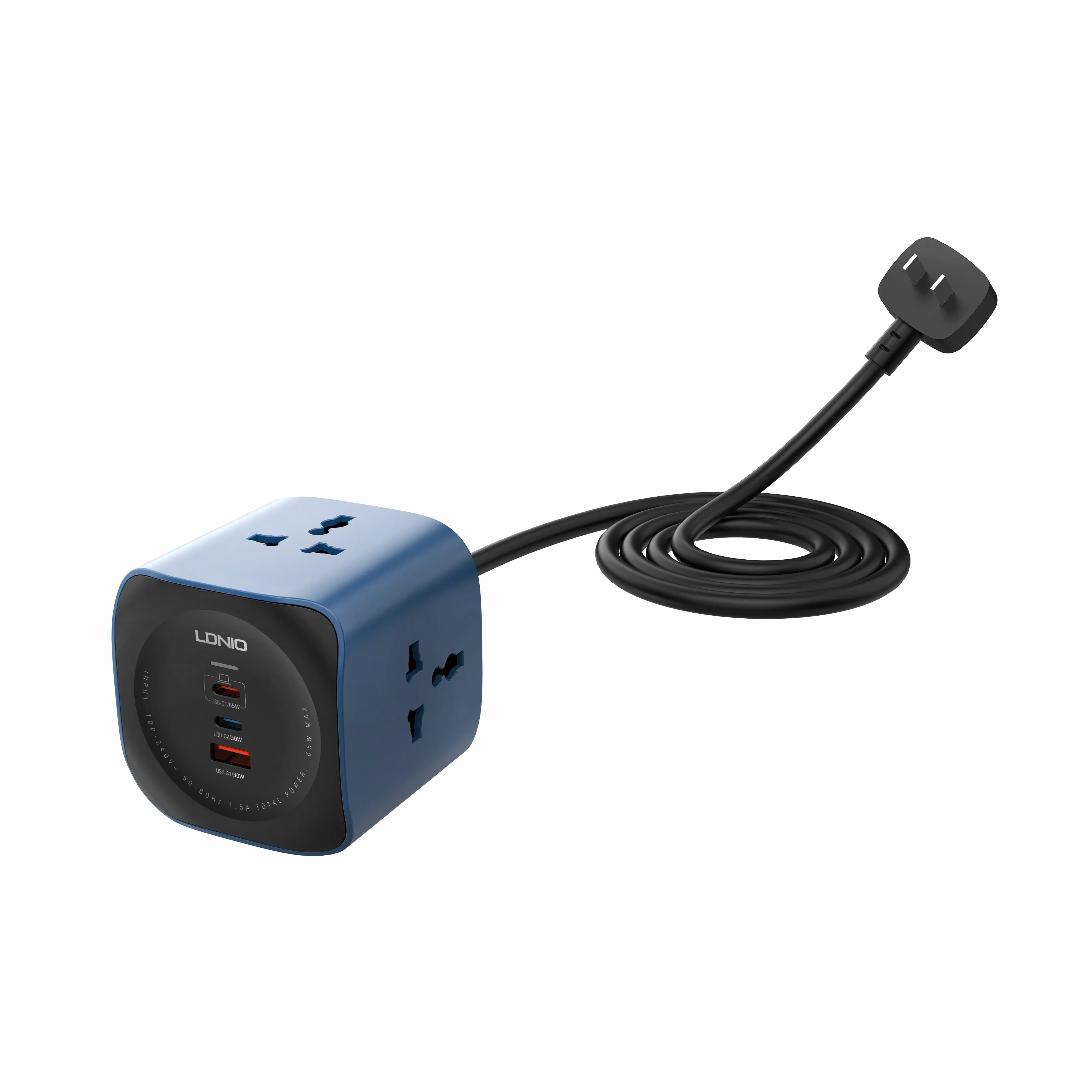 Ldnio Sc3319 3-Way 65W Suporte de Alta Potência 30W QC3.0 Carregamento Rápido USB-a Universal Cubo de Extensão