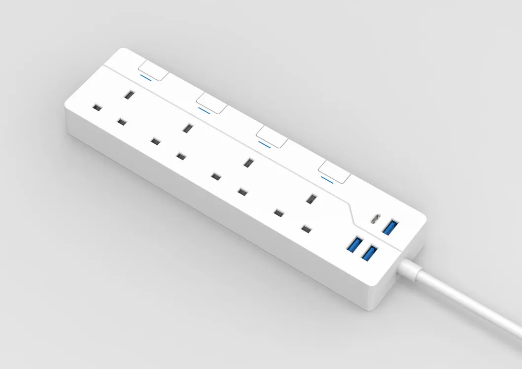 4 Protetor de Surto de Tomada BS, Extensão de Linha Única e Soquete USB