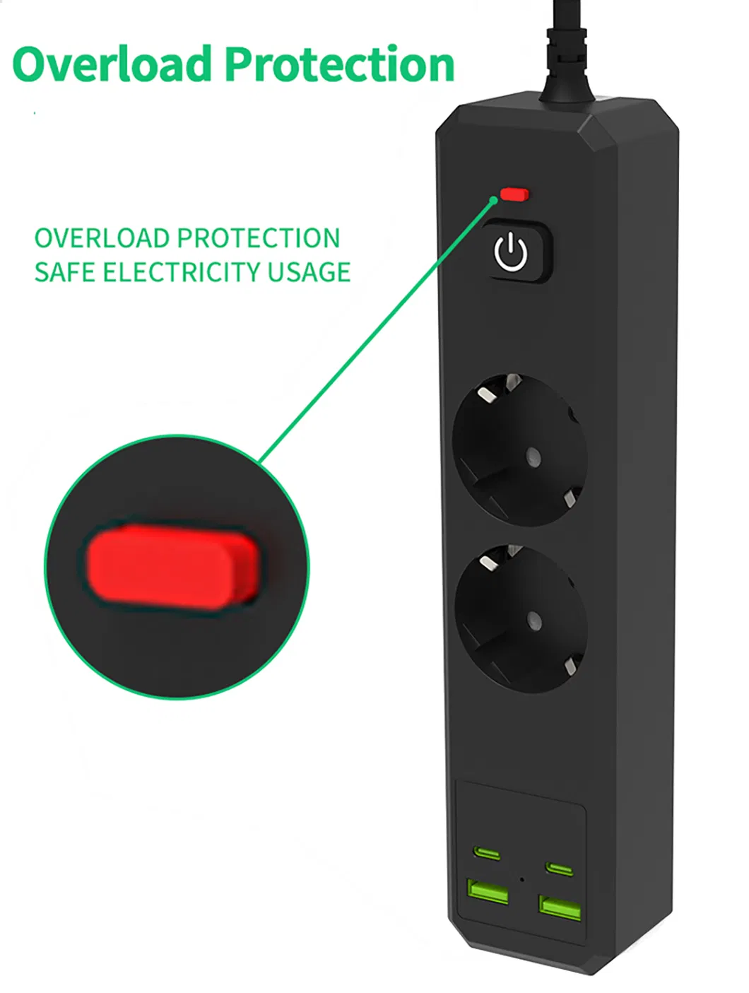 Protetor de Surto Europeu de Alta Qualidade 2500W 110-250V Tomadas Superficiais e Acessórios