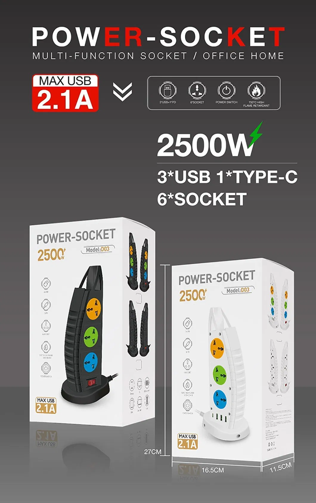 110V-250V 2500W Protetor de Surto de Alta Potência Filtro de Linha