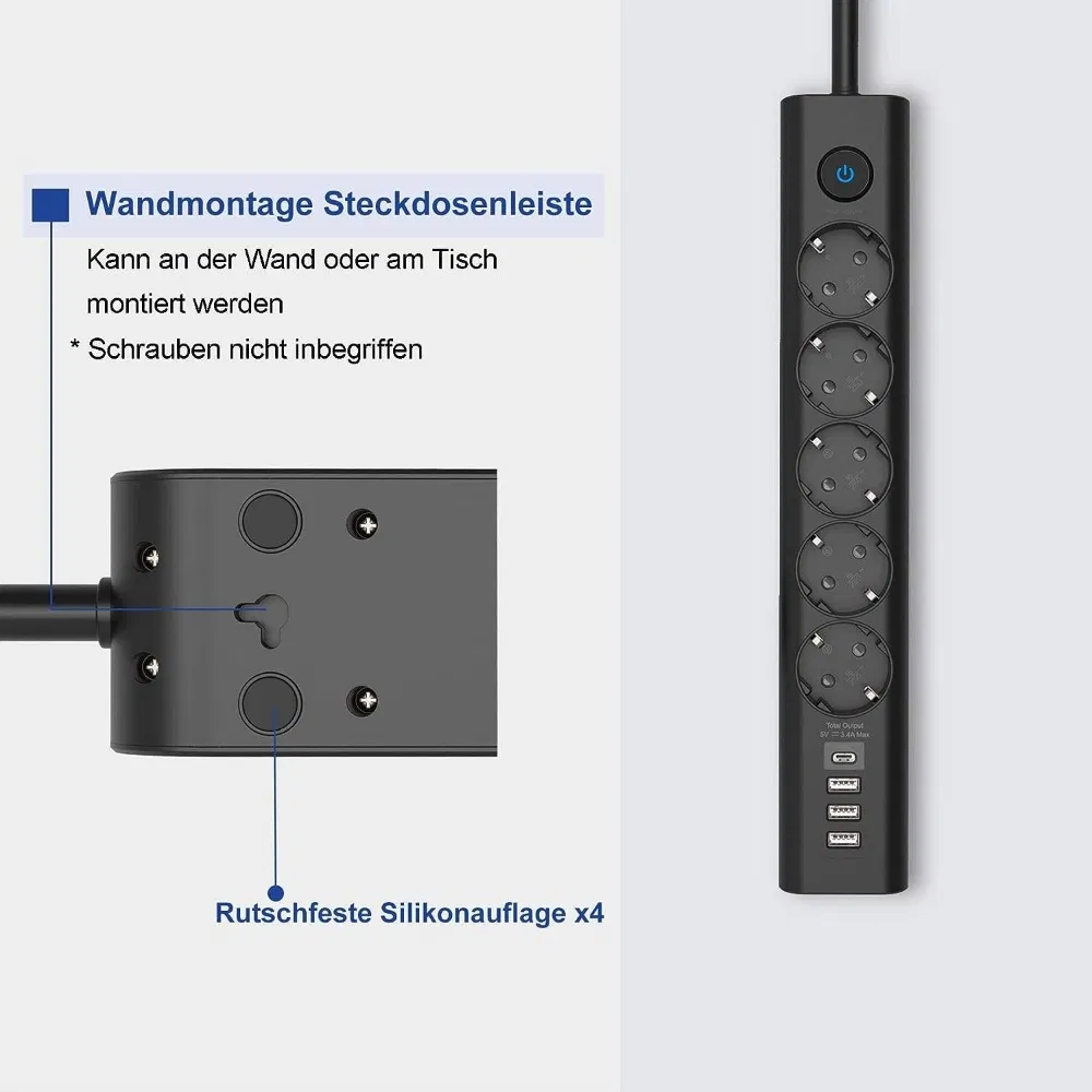 Furadeira Redonda Preta com Extensão USB de Alta Potência