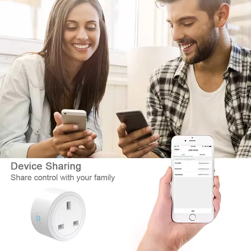 ODM 16A Tomada Inteligente WiFi do Reino Unido Flash Firmware Tasmota Esp8285/Esp32 Automação de Energia com Controle de Voz Alexa Google