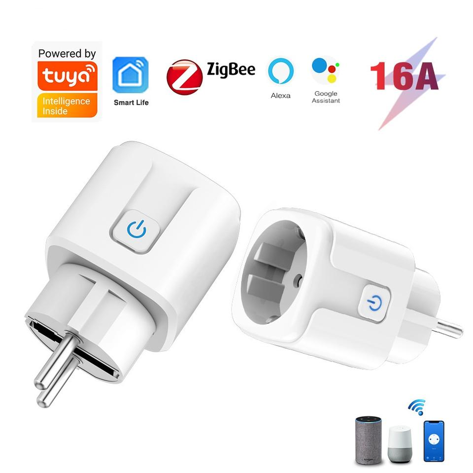 16A EU Google Home Tuya Tomada Inteligente de Parede Controle Remoto Mini WiFi Plugue Inteligente