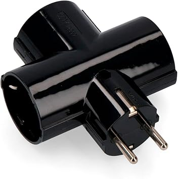 Adaptador de Energia Multi Tomada Preto com Plugue Europeu para Expansão de Soquete de Aparelhos Domésticos