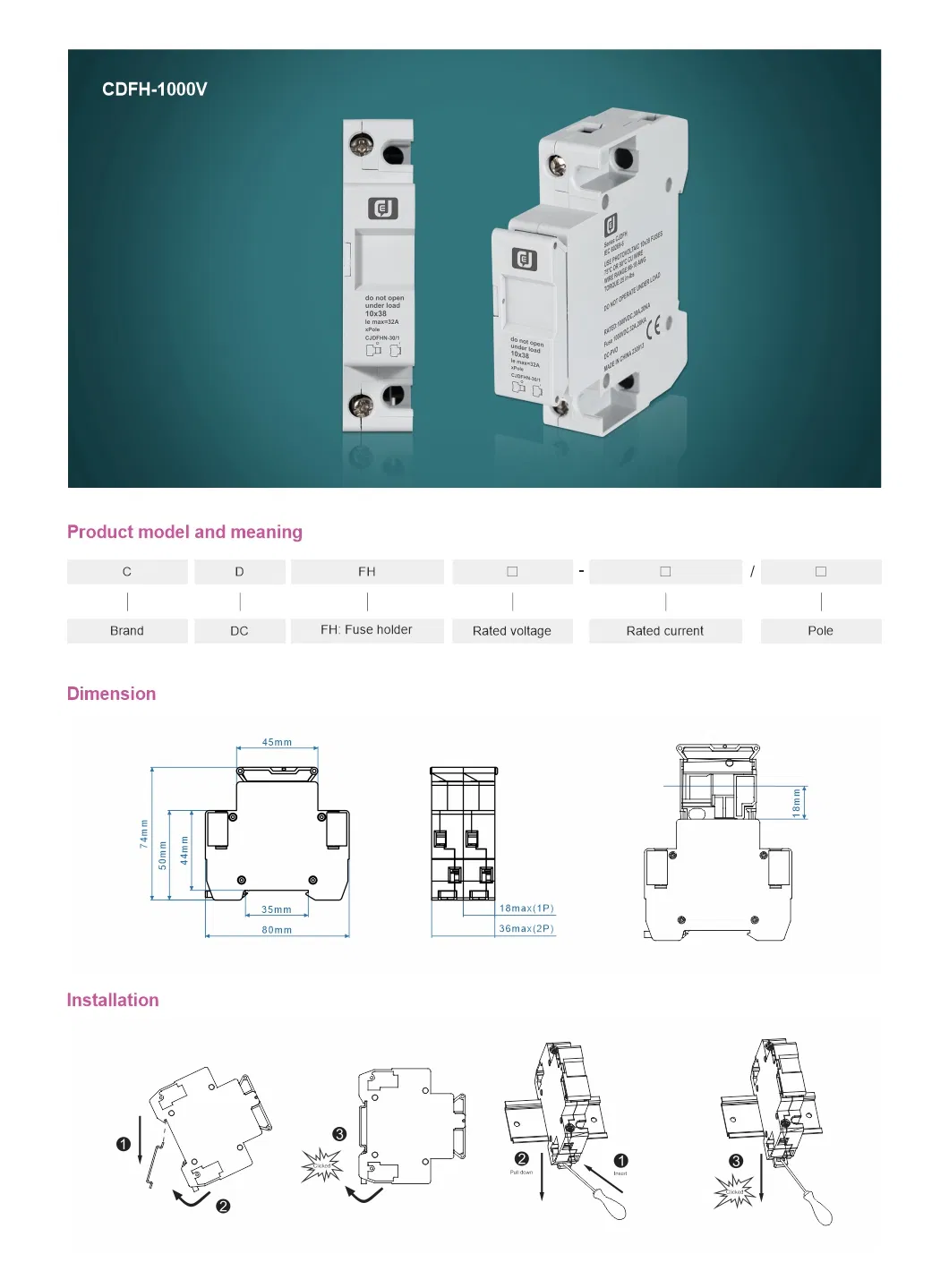 Compact Solar PV DIN Rail Fuse Holder