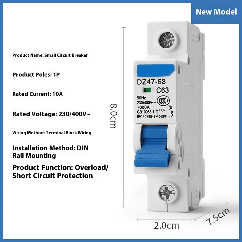 Dz47-63 Single Pole Miniature Circuit Breaker for Motor Protection