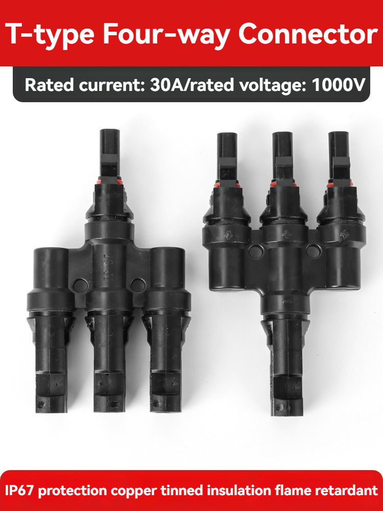 Copper Material Mc4 Solar Connector 1p Adaptor DC Connector for PV Cable