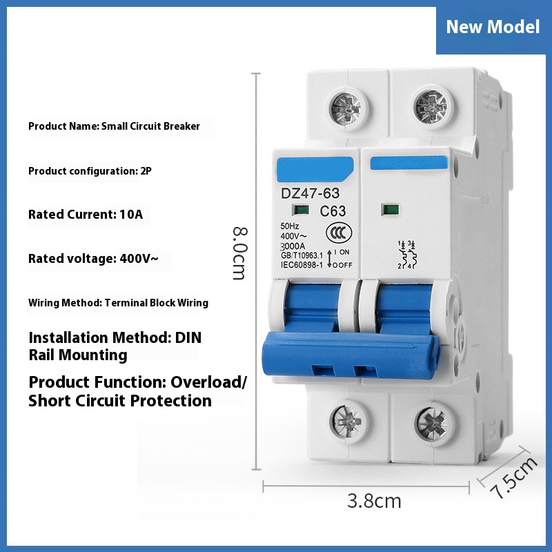 Dz47-63 Single Pole Miniature Circuit Breaker for Motor Protection