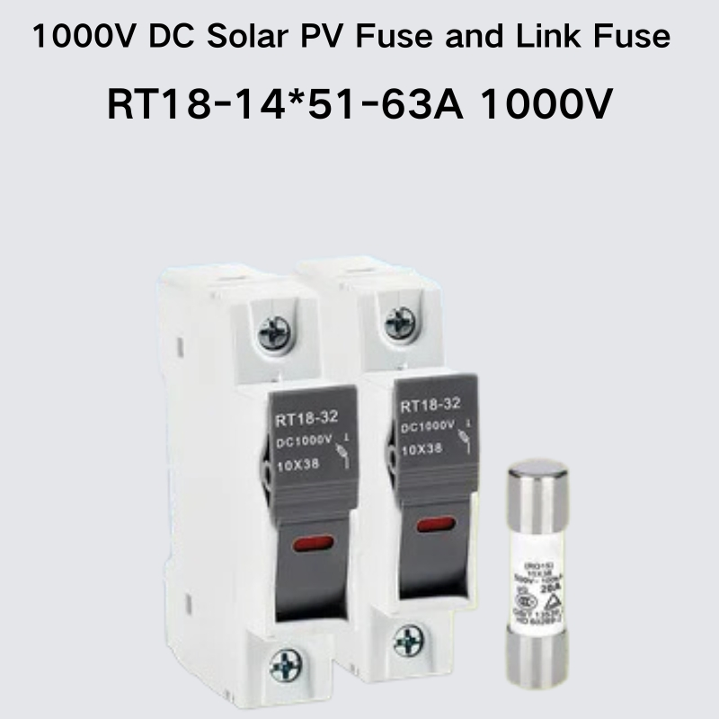 Solar PV Power Fuse and Link Fuse 14X51 DC1000V 63A Electric Cylindrical Cartridge Fuse
