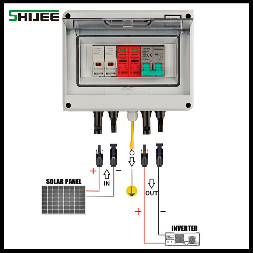 Shijee Waterproof UV Resistant MCB Waysolar Panel Junction Box IP67 Plastic Distribution Breaker Box Suzhou Junction Box DC Solar PV Photovoltaic Combiner Box