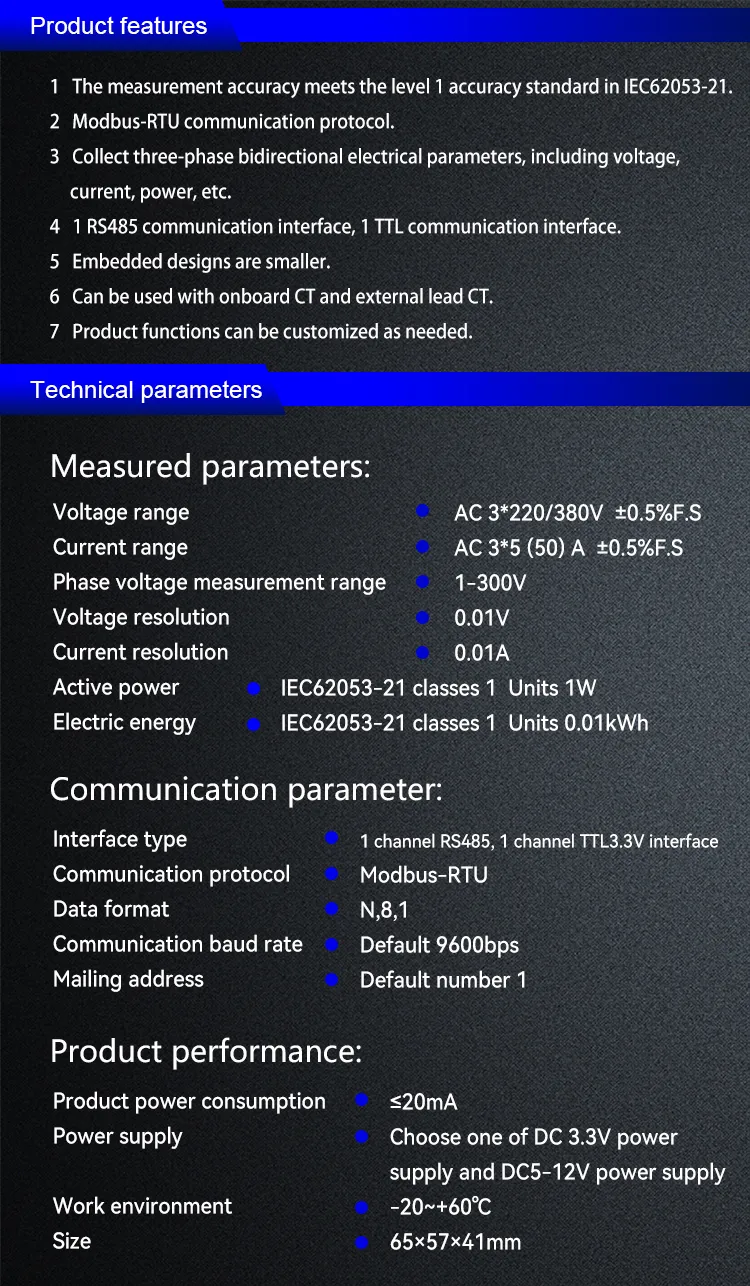 Technical Parameters Table