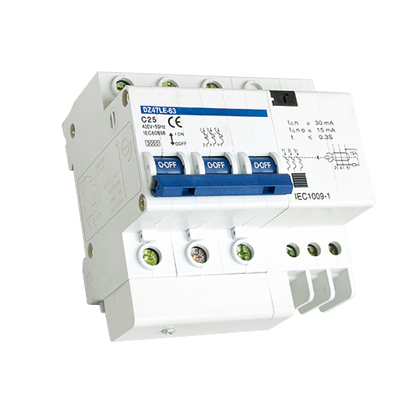 Dz47le-63 Residual Current Circuit Breaker RCD 1p+N 2p 3p 3p+N 4p 230V 400V 30mA 50mA 100mA 300mA Dz47le Residual Current Device