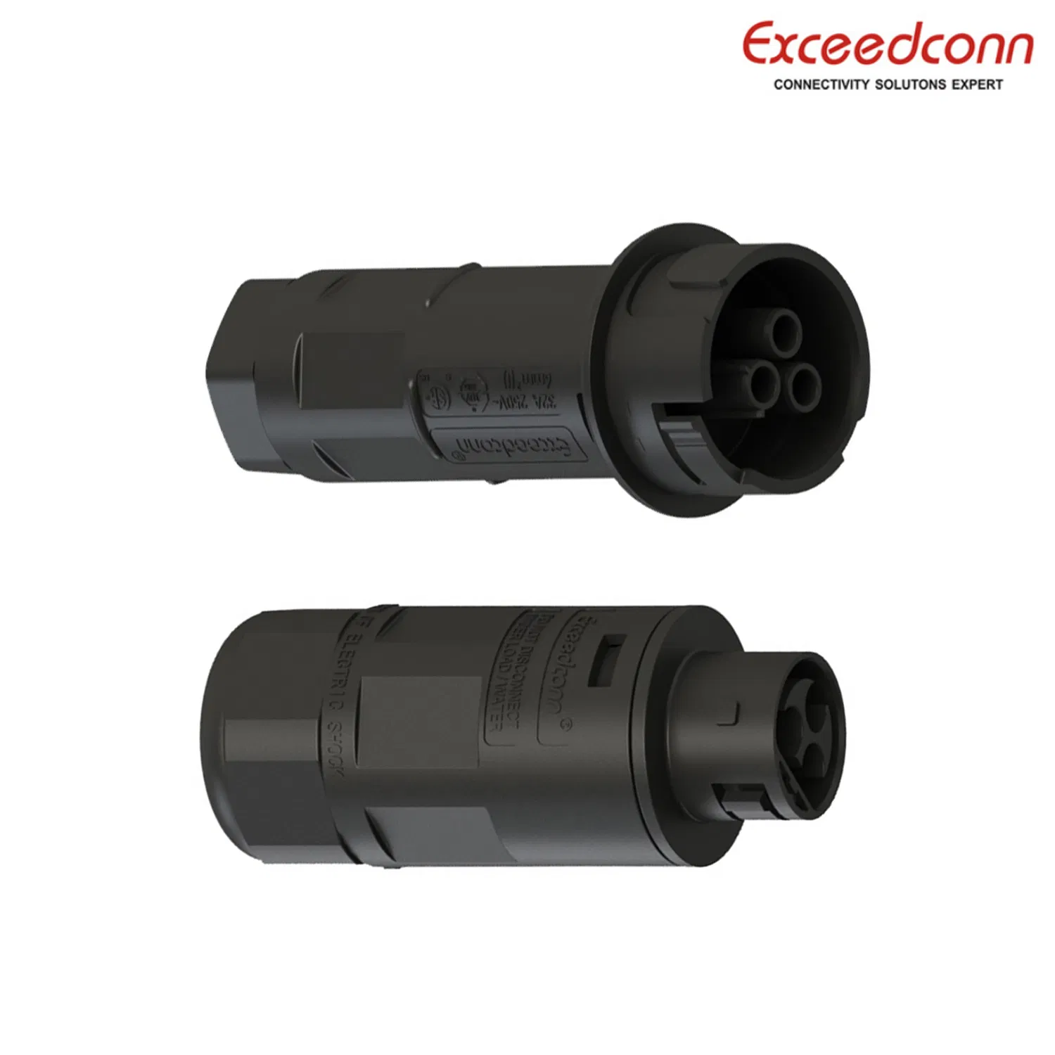 32A 3 Pins Pluggable Male Plug Cable Screw Fixing Solar PV Connectors