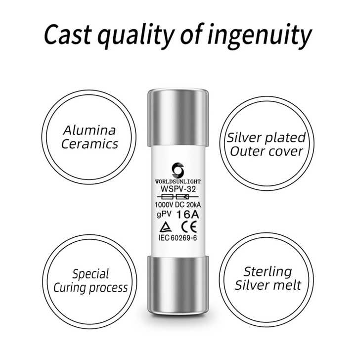 TUV IEC CE Wspv-32 Gpv 10A 12A 15A 16A 20A 25A 30A 32A 10X38 1p 2p PV Array 1000V Solar DC Photovoltaic Fuse Holder Base and Link
