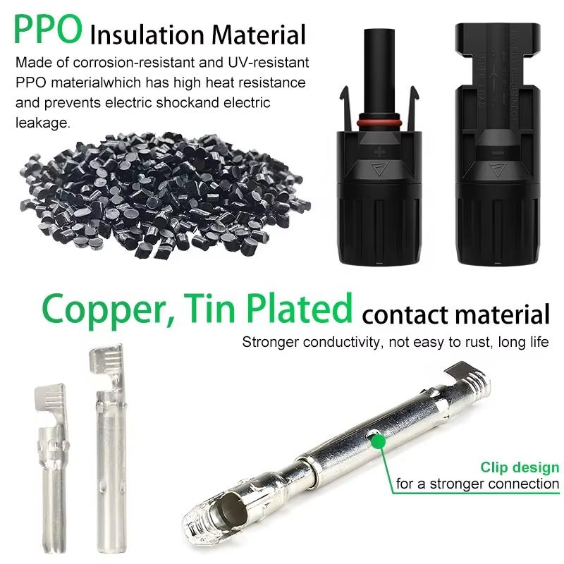 IP67 Waterproof 1000V 30A PPO Material Solar Panel Cable Connector PV Solar Connector for Solar Systems