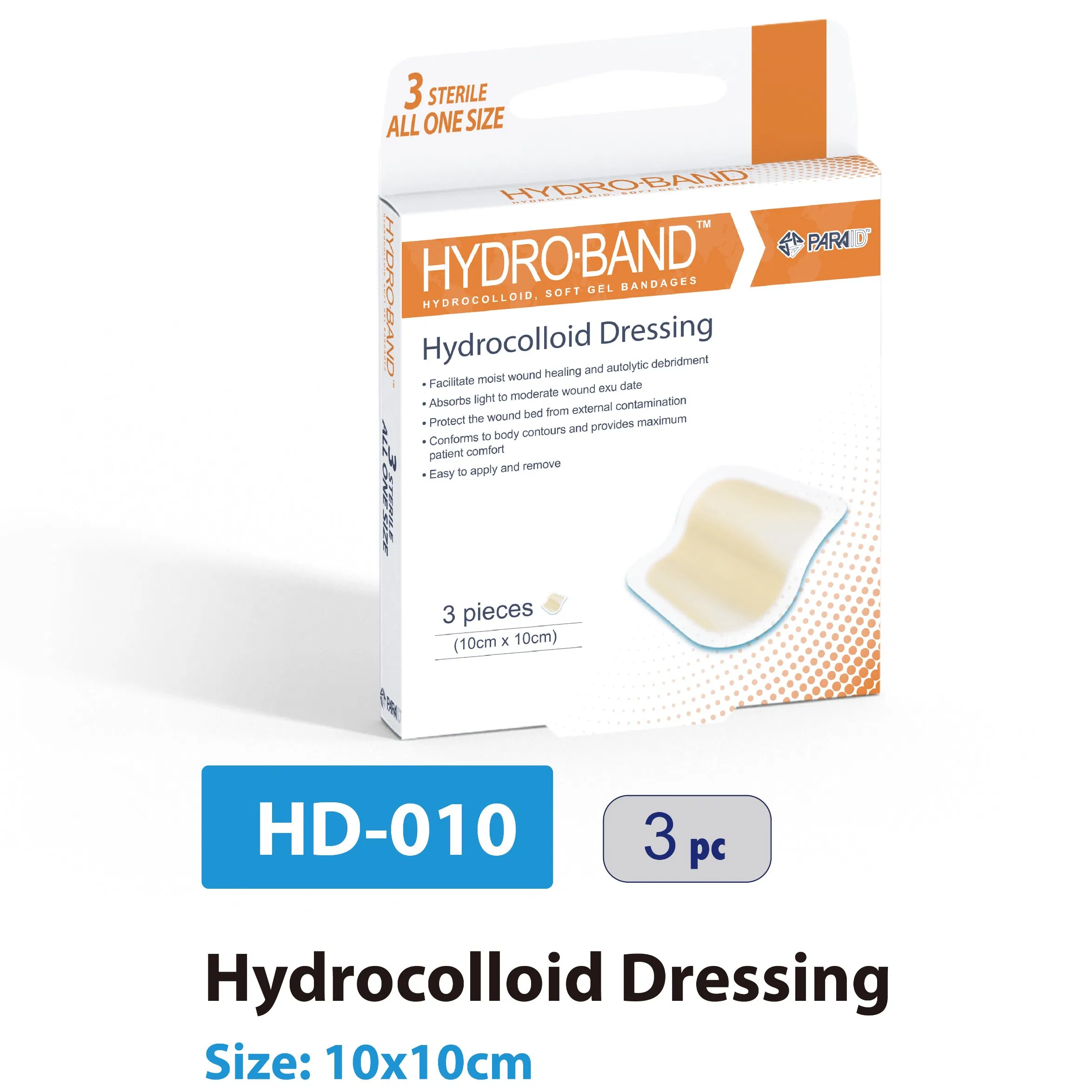 Medical Wound Care 10*10cm Edge Holding Hydrocolloid Acne Dressing