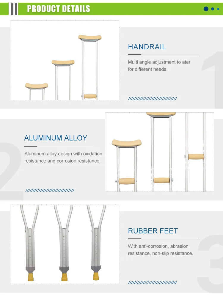 Aluminum Armpit Crutch Full View