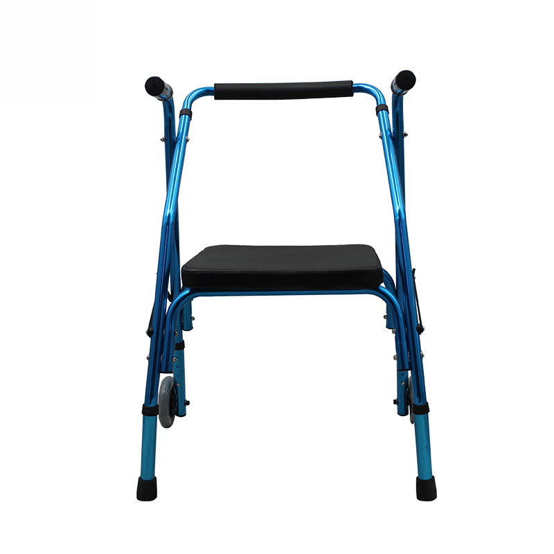 Aluminum 4-Wheel Folding Rollator Elderly Walking Aid Equipment Disability Aids for Rehabilitation Center Use