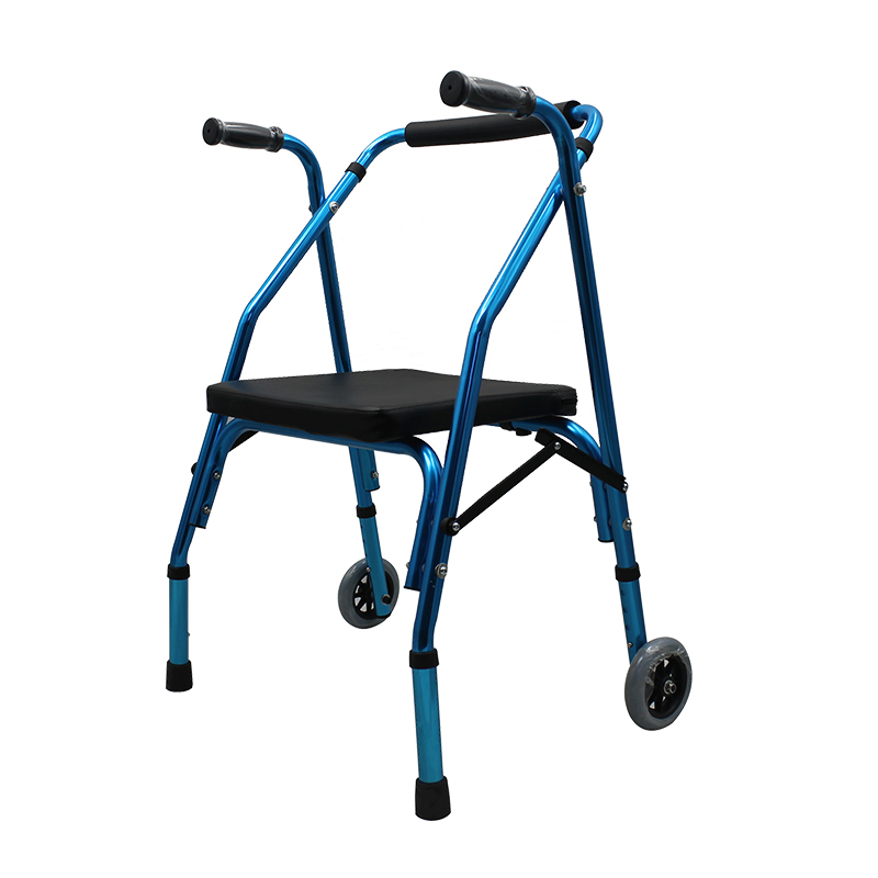 Aluminum 4-Wheel Folding Rollator Elderly Walking Aid Equipment Disability Aids for Rehabilitation Center Use