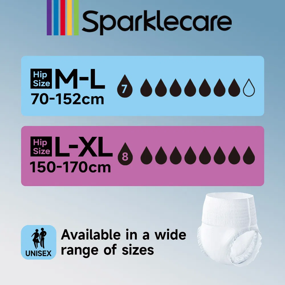 Sparklecare Customized Disposable Home Adult Diaper L-XL Size Super Absorption &amp; Ultra-Thin Pull up Pant for Incontinent Adults