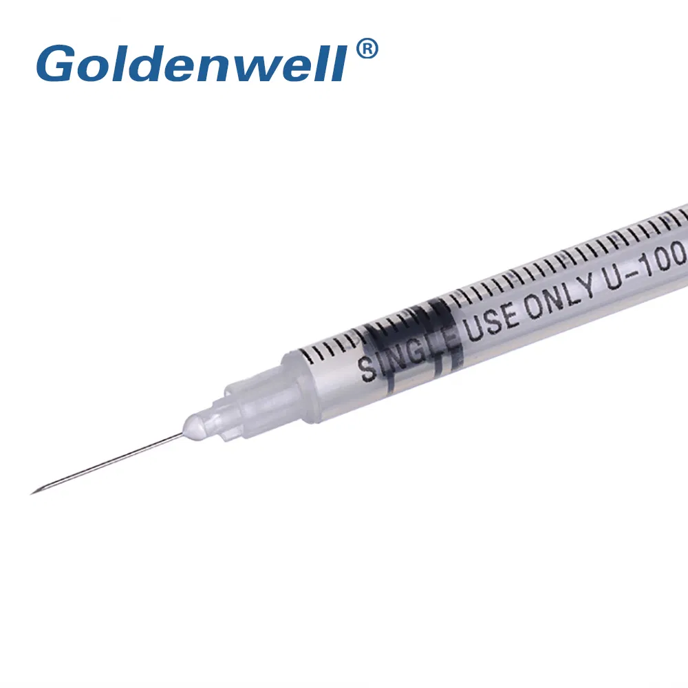 Disposable Medical Sterile Colored Insulin Syringe with Orange Cap CE ISO Approved