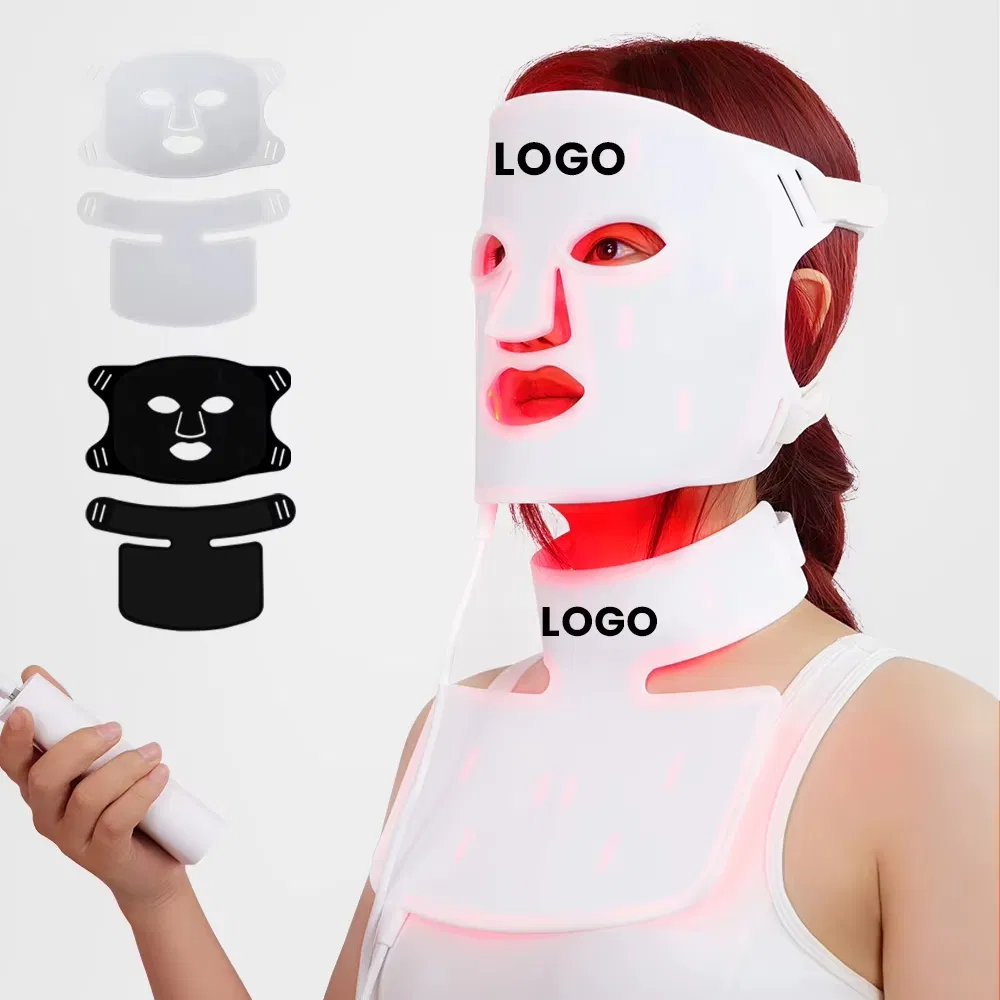510K Medical Grade Near Infrared Silicone Face Neck Mask LED Facial Mask for Home Skin Beauty, ODM OEM Blue Red Light Therapy Mask Wholesale
