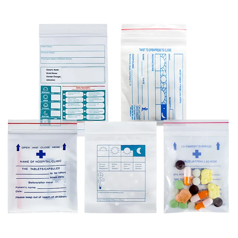 Prescription Packaging Pharmacy Use Paper Bag Pill/Medicine Packaging Bag with Customized Logo