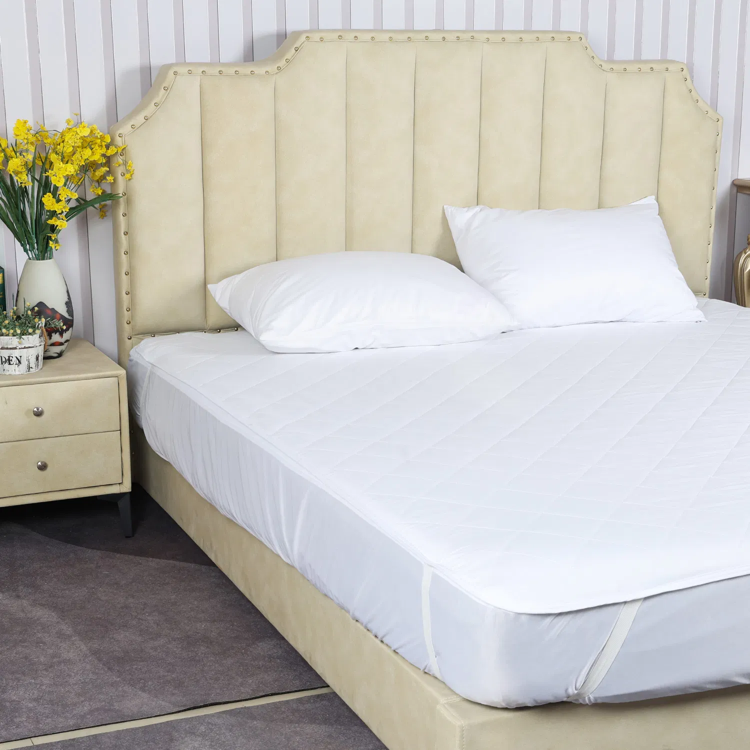 Waterproof Mattress Topper - Breathable Noiseless Bed Pad Stays - Stains, Fluids, Dust Mites, Allergens, Bacteria Proof