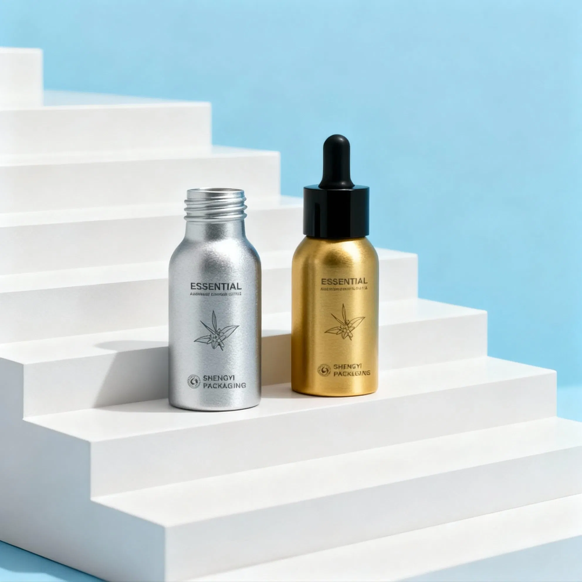 Custom Empty Small 30ml 50ml 100ml Medicine Pharmacy Beard Custom Empty Hair Essential Oil Cosmetics Serum Fragrance Metal Aluminum Dropper Bottles Packaging