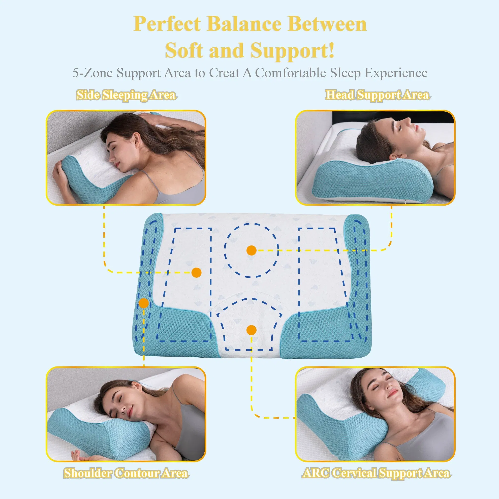 Factory Direct Sales Cervical Memory Foam Bed Pillow with Washable Cooling Cover