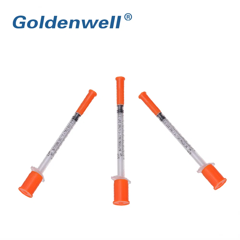 Disposable Medical Sterile Colored Insulin Syringe with Orange Cap CE ISO Approved
