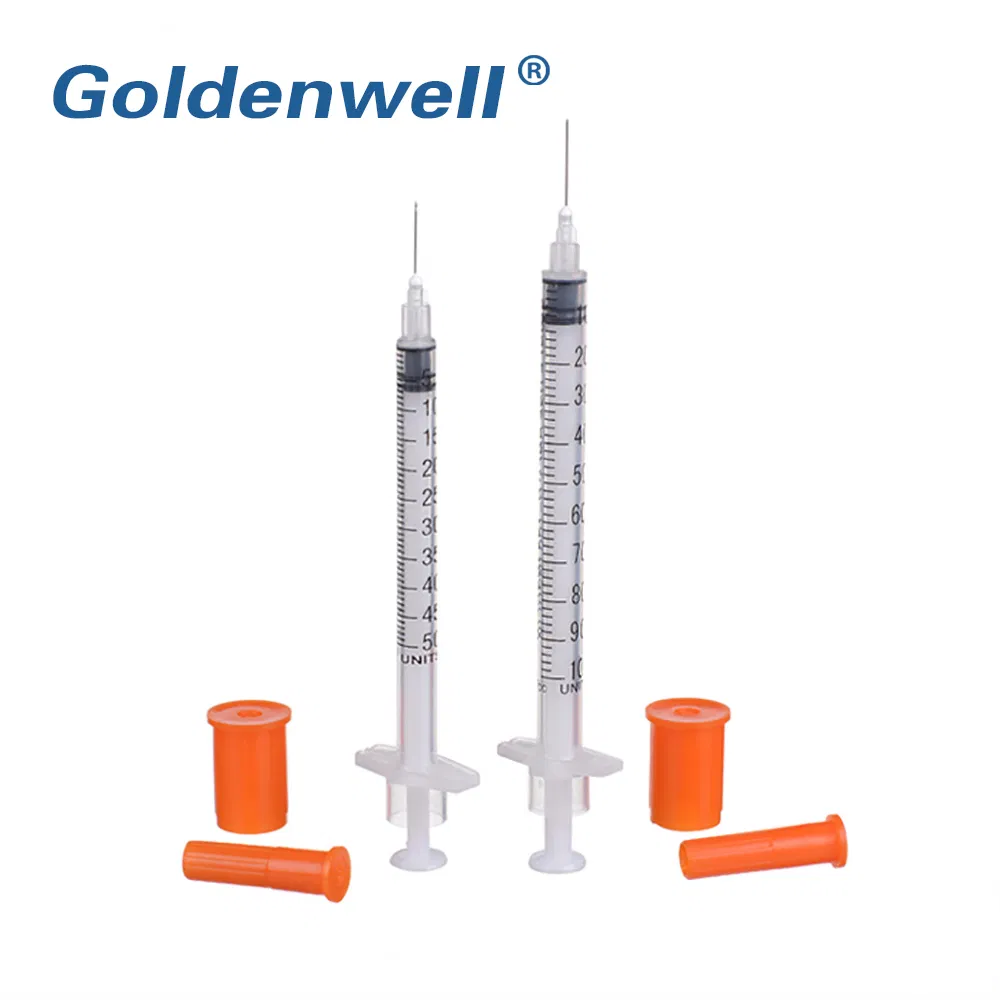Disposable Medical Sterile Colored Insulin Syringe with Orange Cap CE ISO Approved