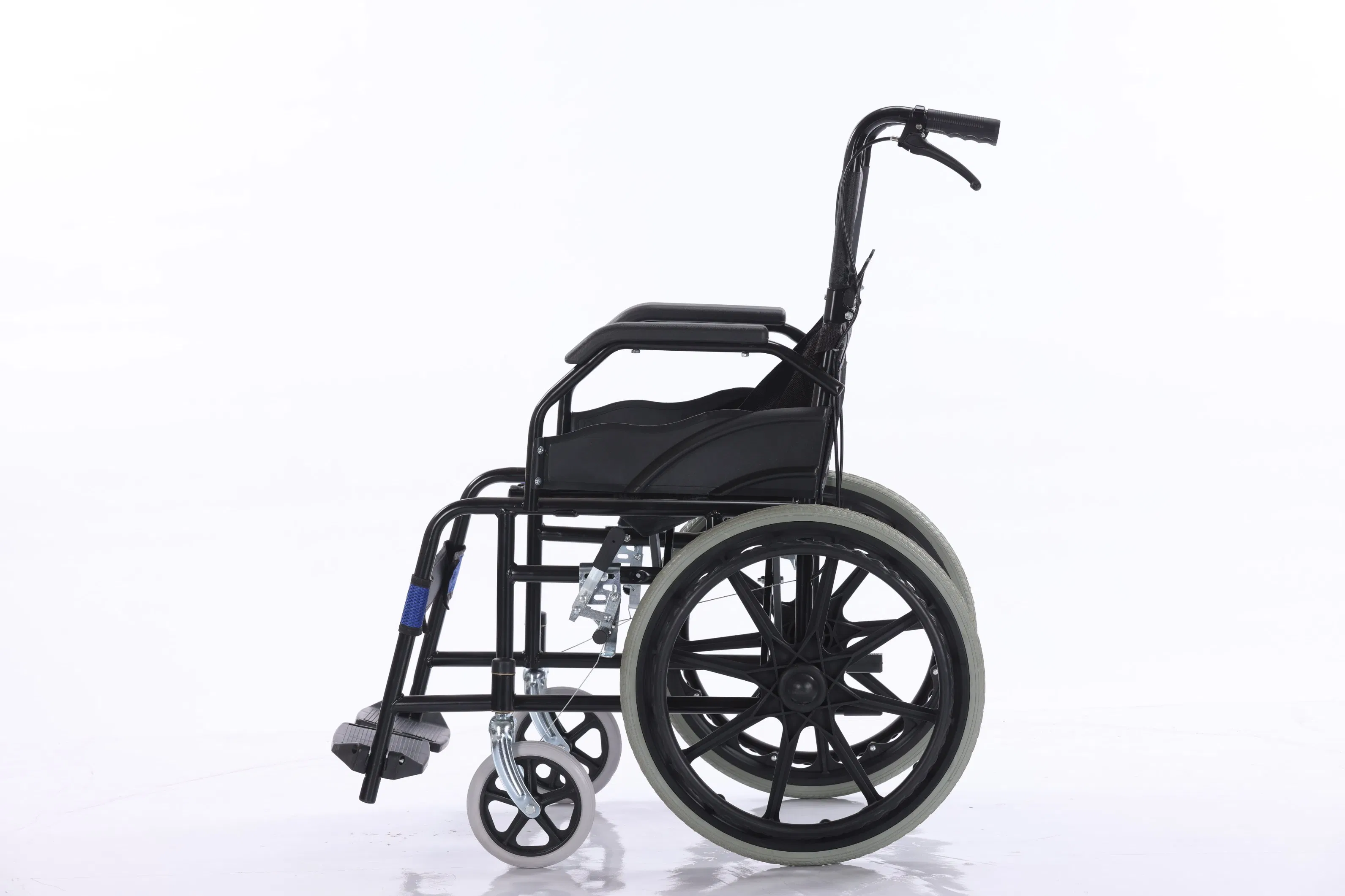 Adjustable Portable Folding Manual Lightweight Sleek Blue Board Wheelchair