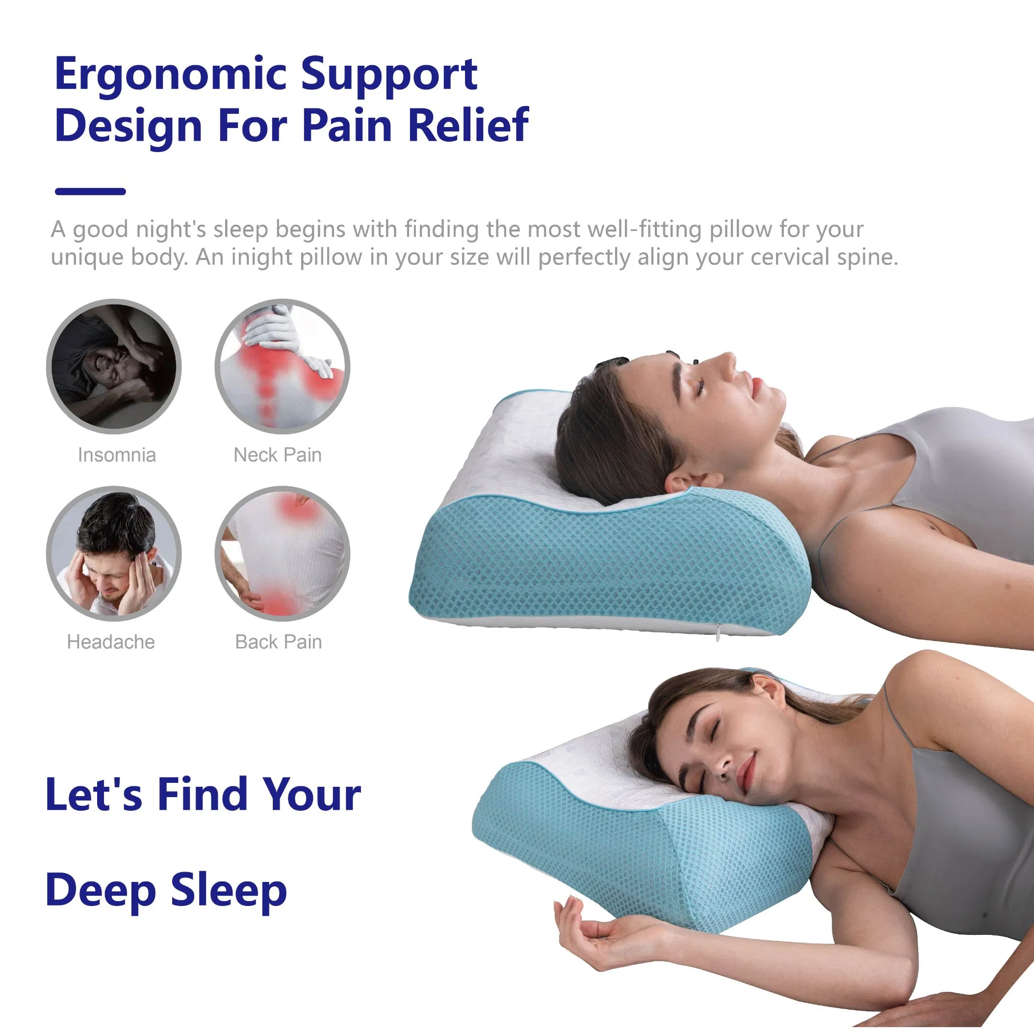 Factory Direct Sales Cervical Memory Foam Bed Pillow with Washable Cooling Cover