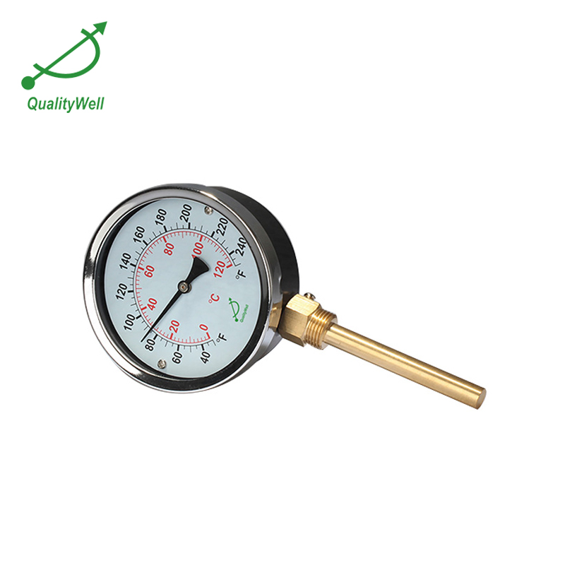 Bottom Type Black Steel Case Bi-Metal Hot Water Thermometer with Thermowell