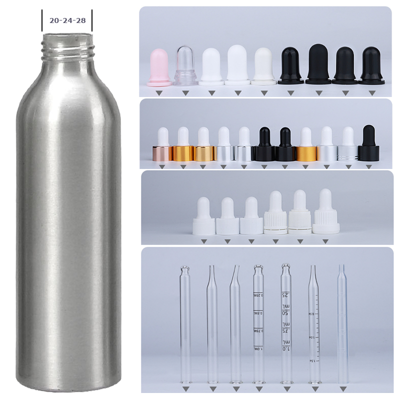 Custom Empty Small 30ml 50ml 100ml Medicine Pharmacy Beard Custom Empty Hair Essential Oil Cosmetics Serum Fragrance Metal Aluminum Dropper Bottles Packaging