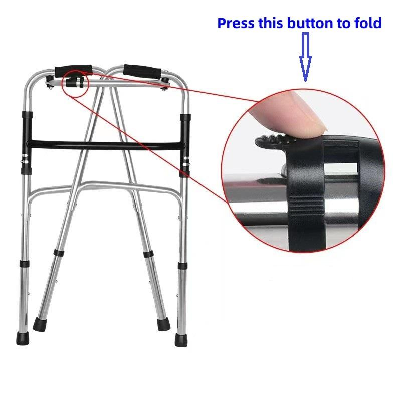 Rehabilitation Training Walking Frame Front 4 Wheel Mobility Frame 4 Leg Folding Stainless Steel Medical Walking Aid