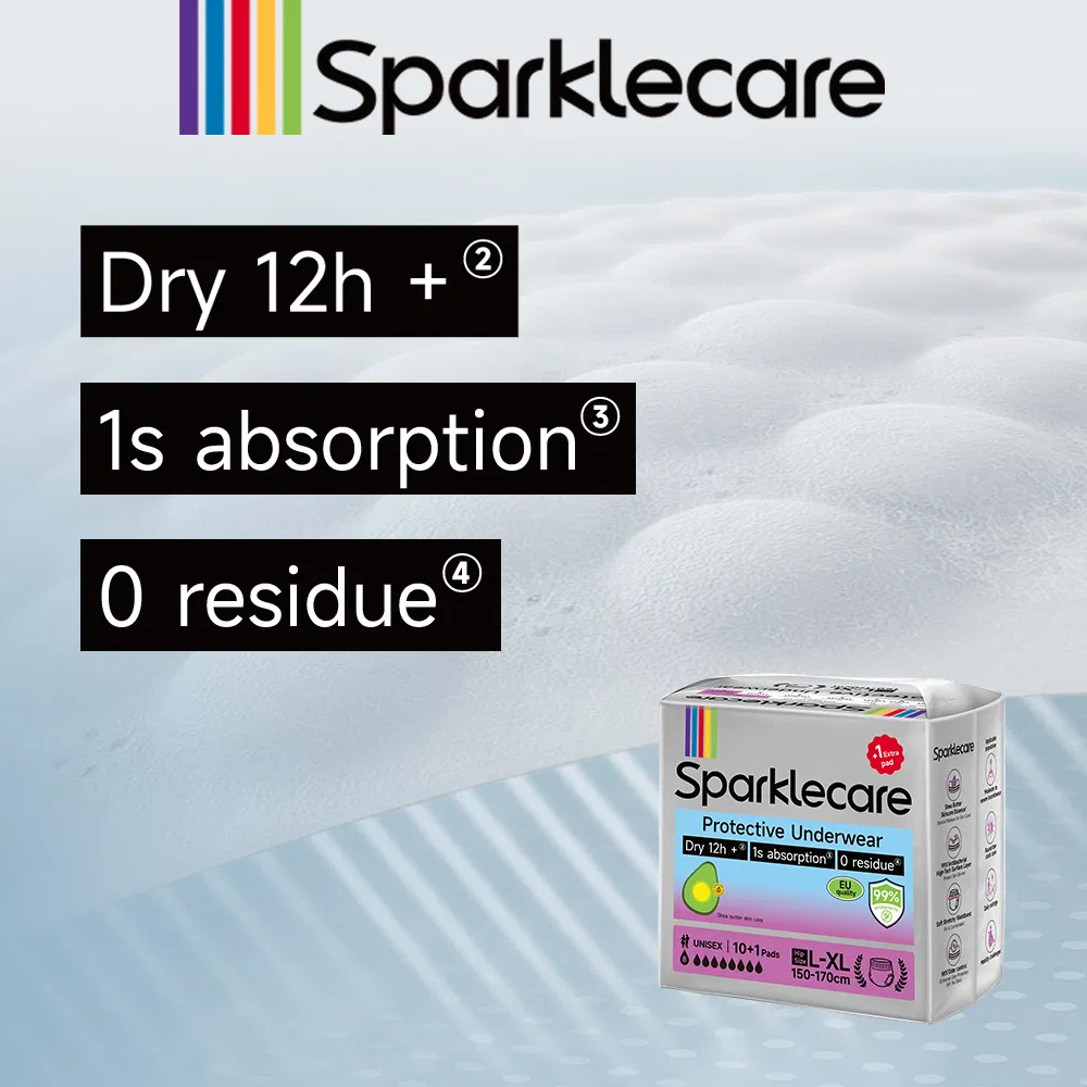 Sparklecare Customized Disposable Home Adult Diaper L-XL Size Super Absorption &amp; Ultra-Thin Pull up Pant for Incontinent Adults